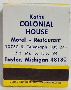 Colonial House (Koths, Best Value Inn) - Matchbook